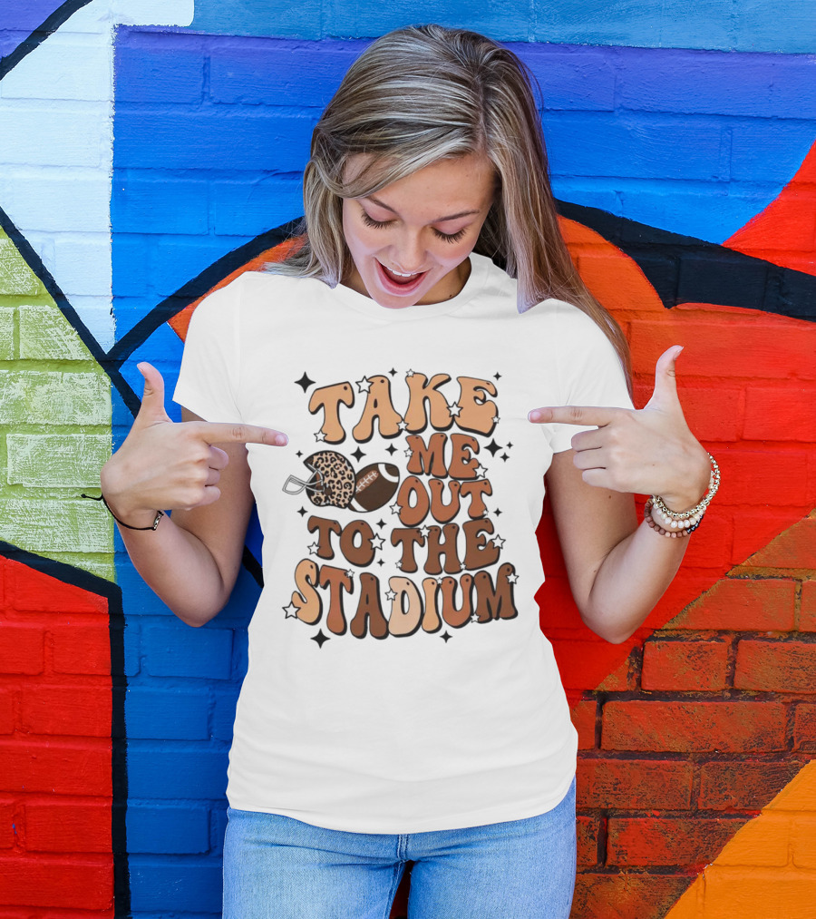 Take Me Out To The Stadium Leopard Helmet Football T-Shirt