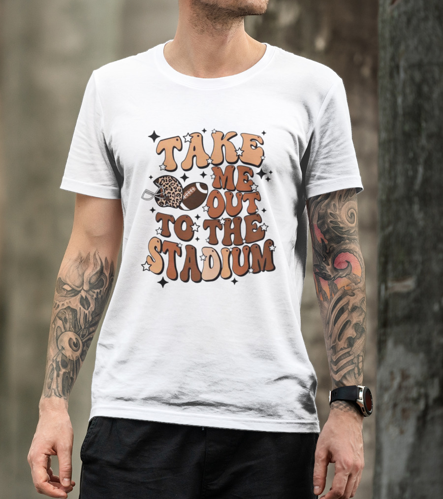 Take Me Out To The Stadium Leopard Helmet Football T-Shirt