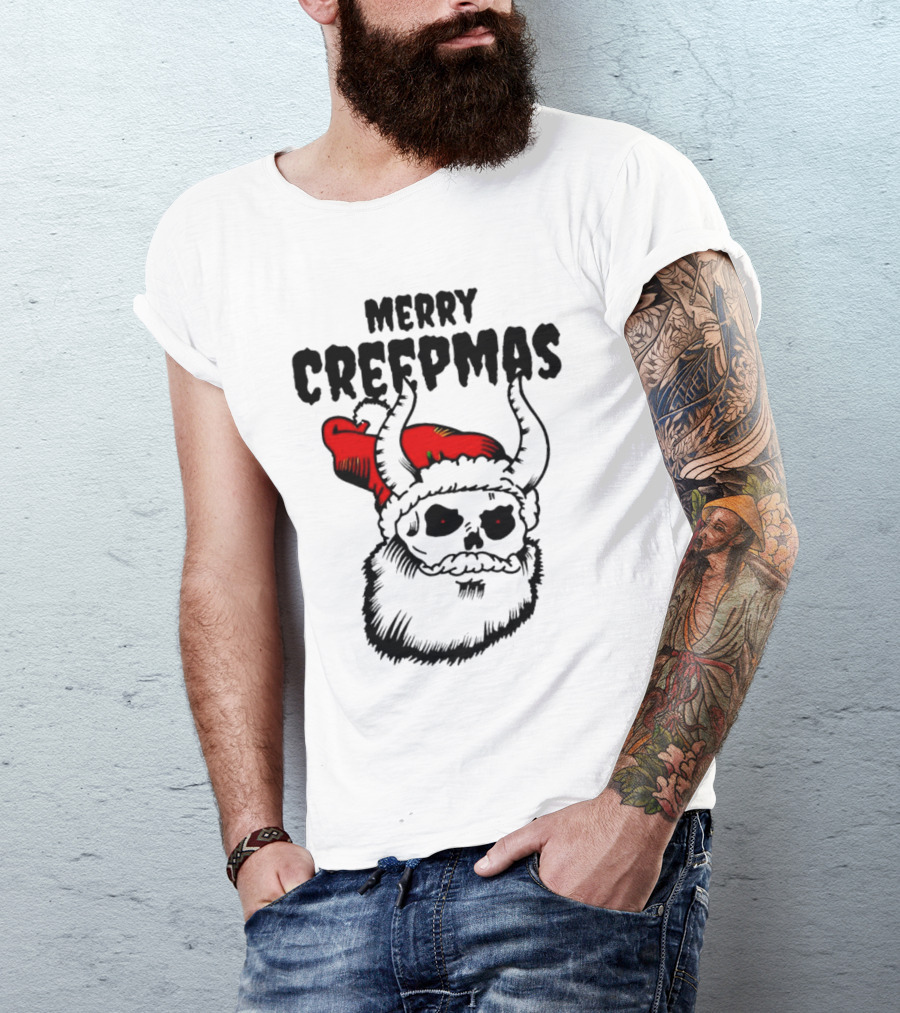 Merry Creepmas Horror Santa Skull Christmas T-Shirt