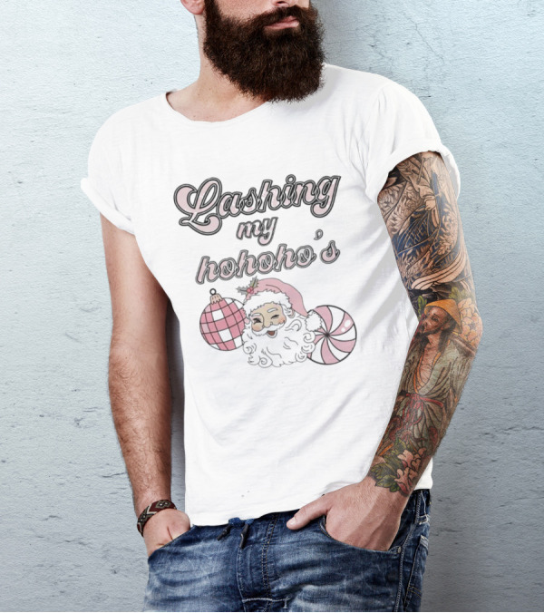 Lashing My Hohoho's Christmas Santa Claus With Ornaments T-Shirt