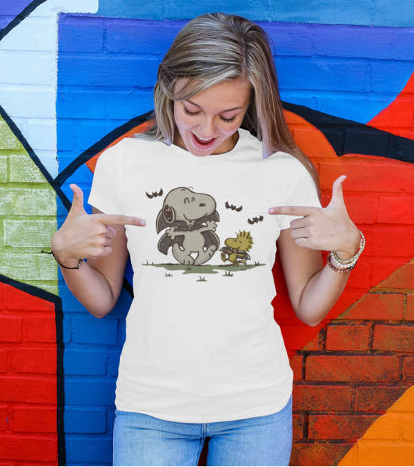 Snoopy And Woodstock Peanuts Spooky Halloween Fun T-Shirt