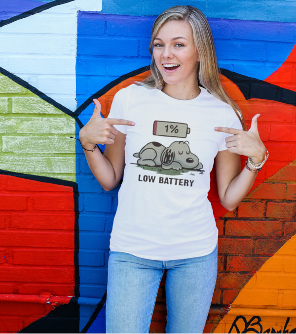 Snoopy Peanuts Low Battery 1% Nap T-Shirt