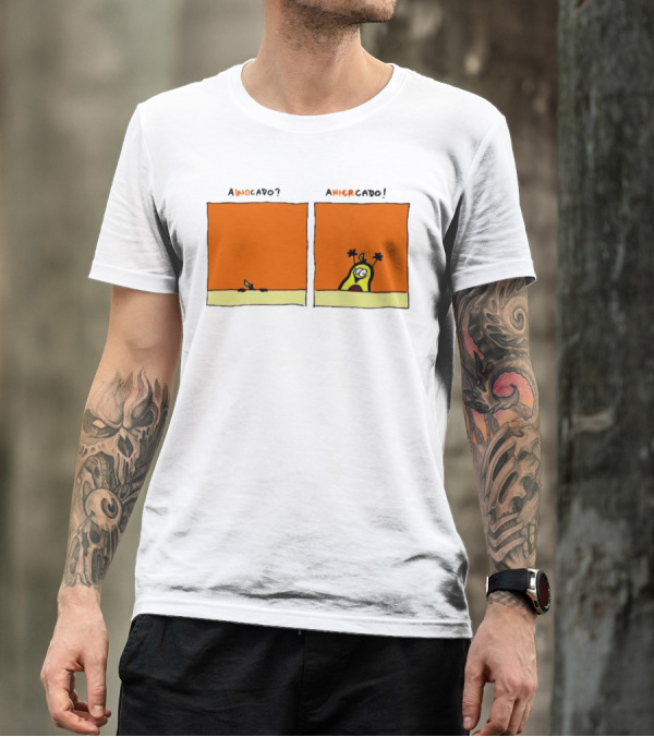 Awocado Ahiercado Funny Avocado Comic Two Panel Joke T-Shirt