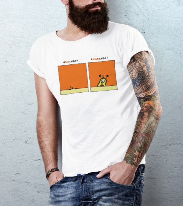 Awocado Ahiercado Funny Avocado Comic Two Panel Joke T-Shirt