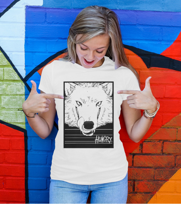 Wolf Hungry Fierce Stare With Textured Brush Strokes T-Shirt
