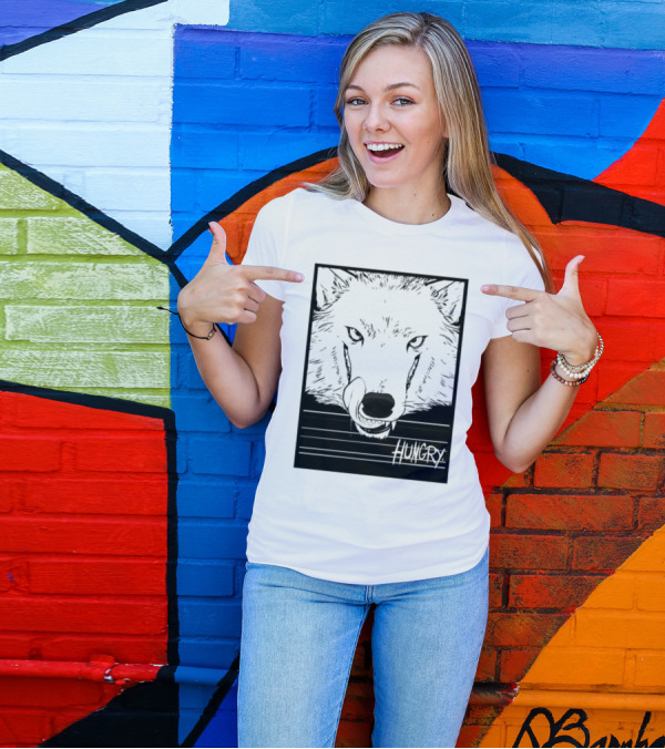 Wolf Hungry Fierce Stare With Textured Brush Strokes T-Shirt