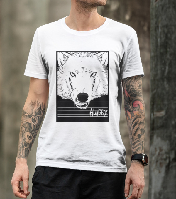 Wolf Hungry Fierce Stare With Textured Brush Strokes T-Shirt