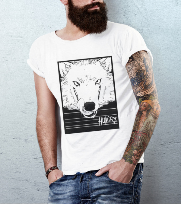 Wolf Hungry Fierce Stare With Textured Brush Strokes T-Shirt