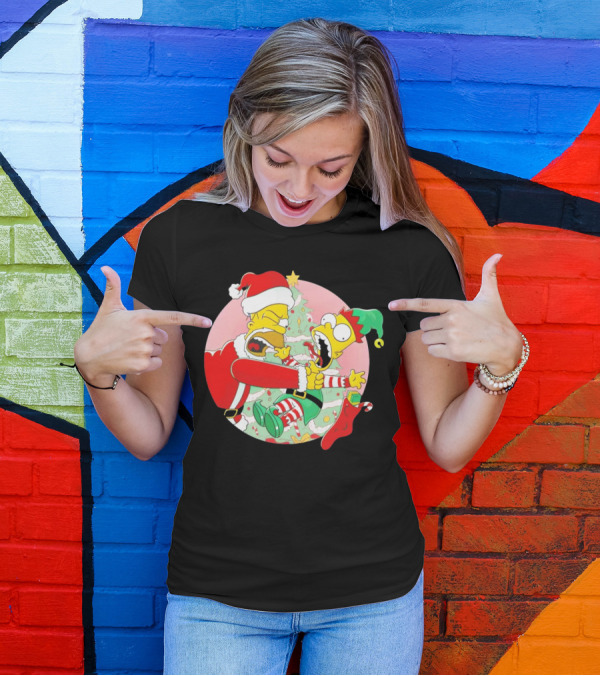 You Are Not Santa's Helper Animated Christmas Family Fight T-Shirt