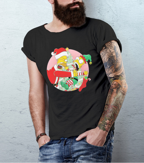 You Are Not Santa's Helper Animated Christmas Family Fight T-Shirt