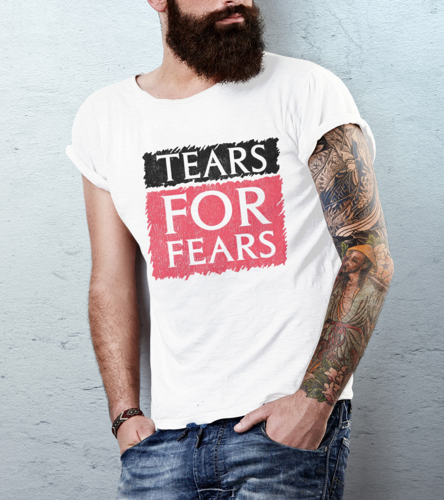Tears For Fears Text In Black On Pink Background T-Shirt