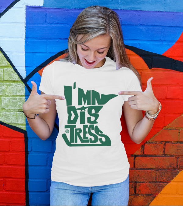 I MN Dis Tress Minnesota Silhouette And Hockey Stick T-Shirt