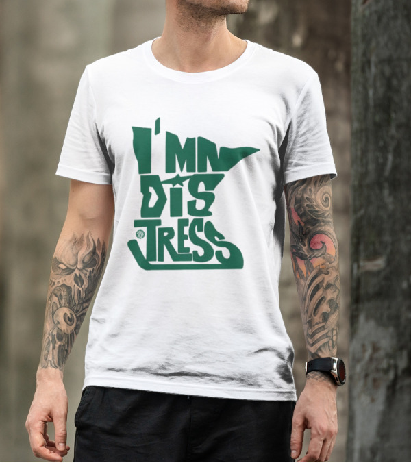 I MN Dis Tress Minnesota Silhouette And Hockey Stick T-Shirt