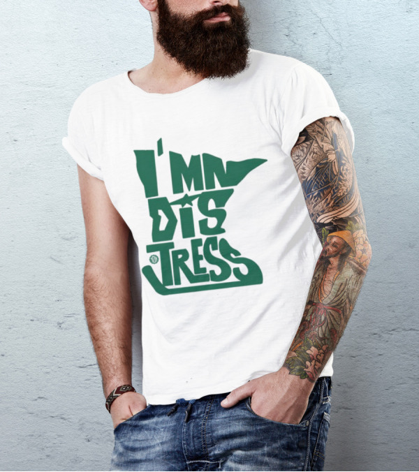 I MN Dis Tress Minnesota Silhouette And Hockey Stick T-Shirt