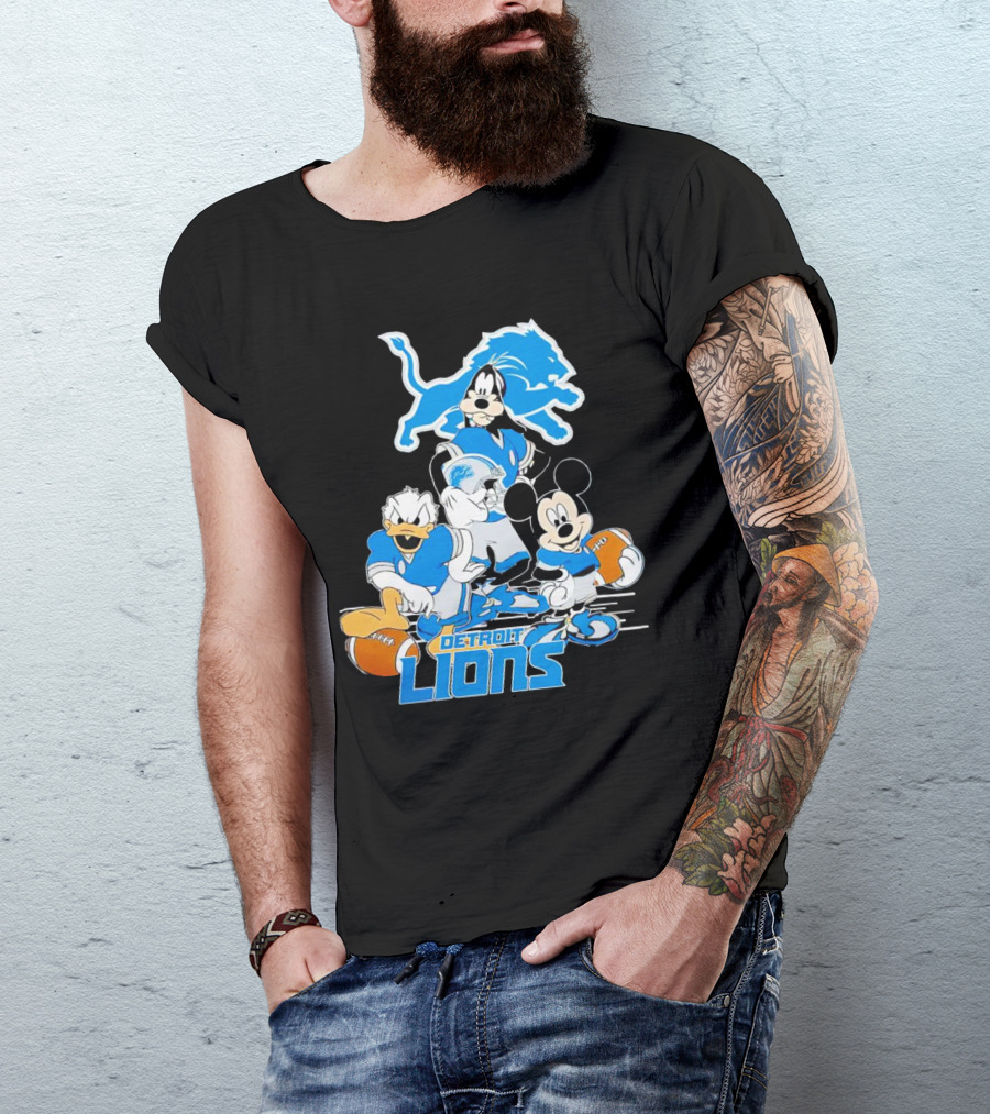 Detroit Lions Mickey Friends Game Day Football Disney T-Shirt