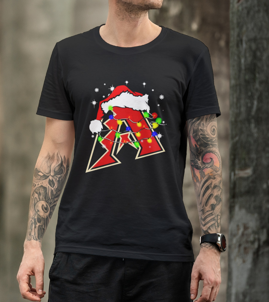 Santa Hat Arizona Diamondbacks Christmas Lights T-Shirt
