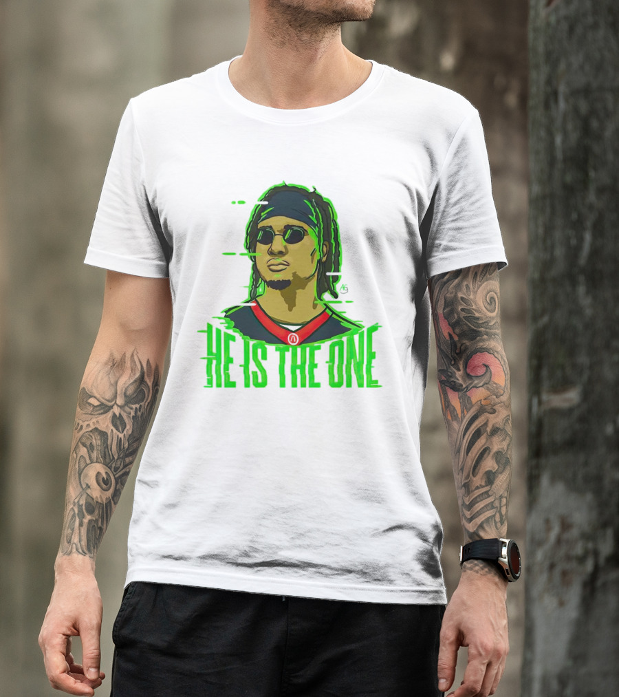 He Is The One Cryptic Neon Style Cartoon T-Shirt