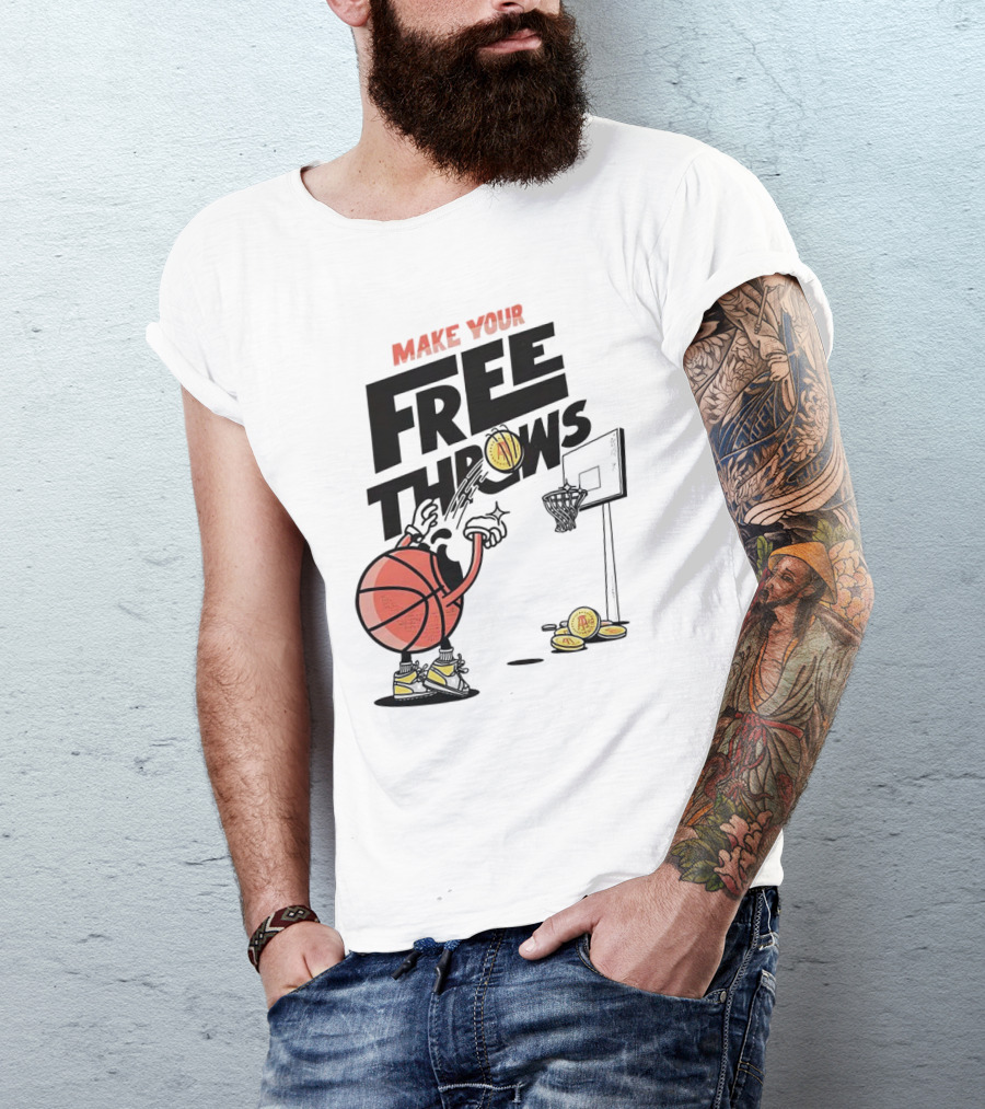 Make Your Free Throws Basketball Cartoon Coin Scoring T-Shirt