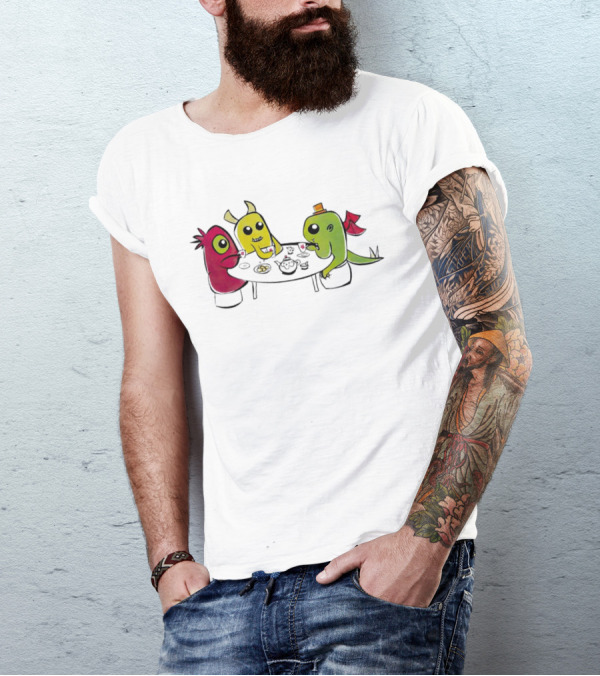 Monster Tea Party At Table With Cookies And Teacups T-Shirt