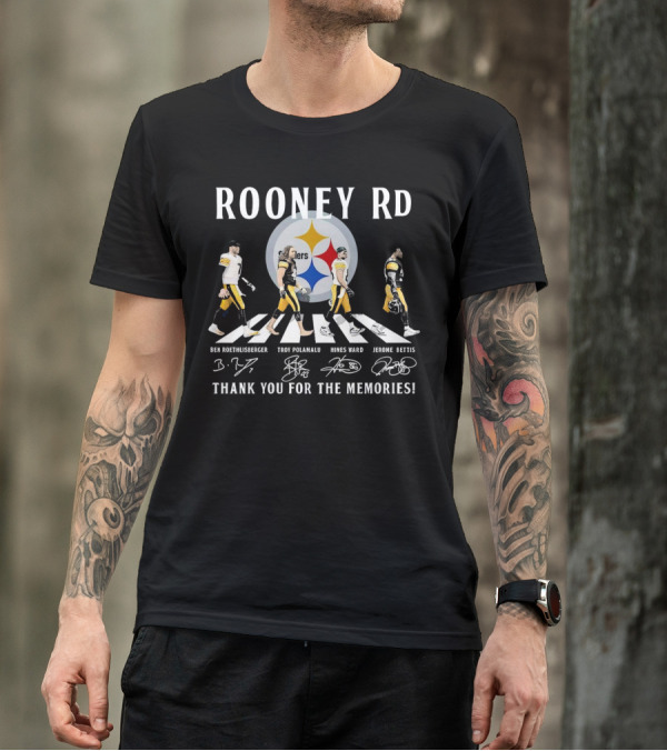 Rooney Rd Pittsburgh Steelers Ben Roethlisberger Troy Polamalu Hines Ward Jerome Bettis Thank You For The Memories Signatures T-Shirt
