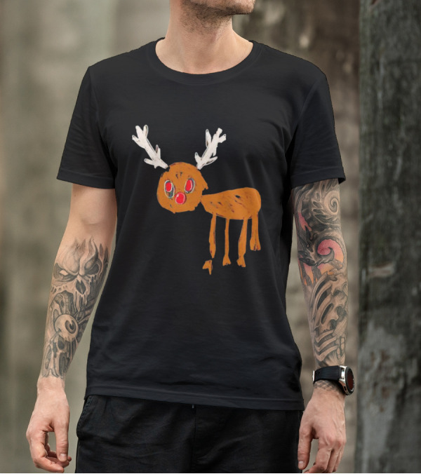 Reindeer Ugly Holiday Rudolf Drawing T-Shirt