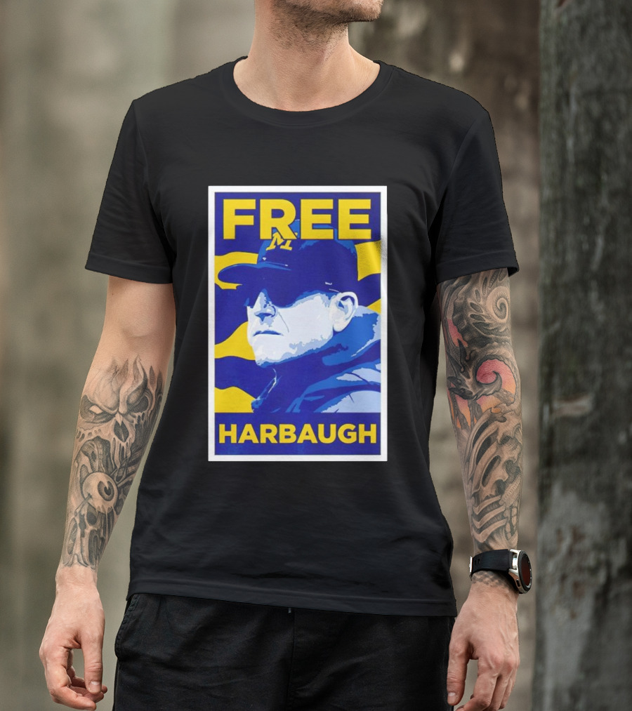 Free Harbaugh Michigan Wolverines Coach Insider T-Shirt
