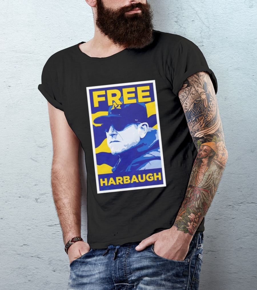Free Harbaugh Michigan Wolverines Coach Insider T-Shirt