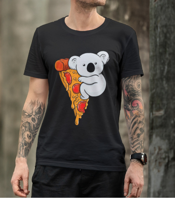 Koala Hugging Pizza Slice Cartoon T-Shirt
