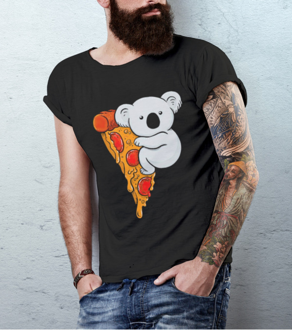 Koala Hugging Pizza Slice Cartoon T-Shirt