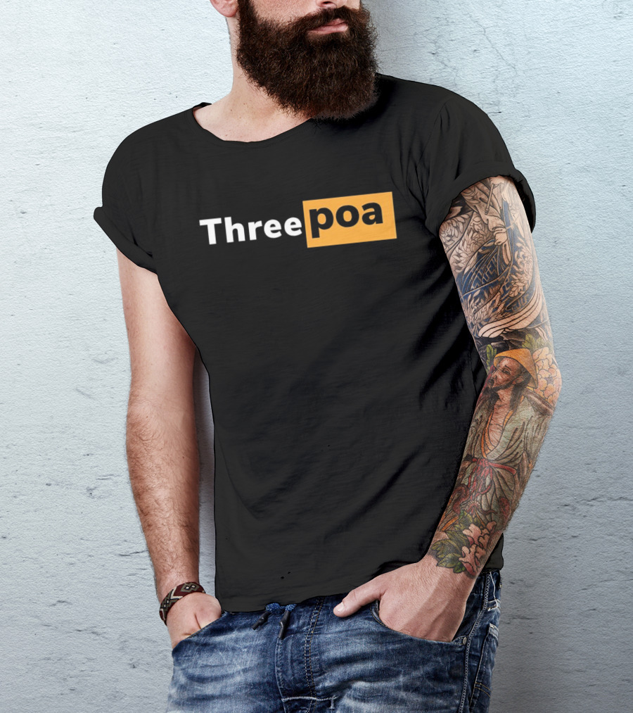 Threepoa Hub Classic Style Text Bold Minimalist Contrast T-Shirt