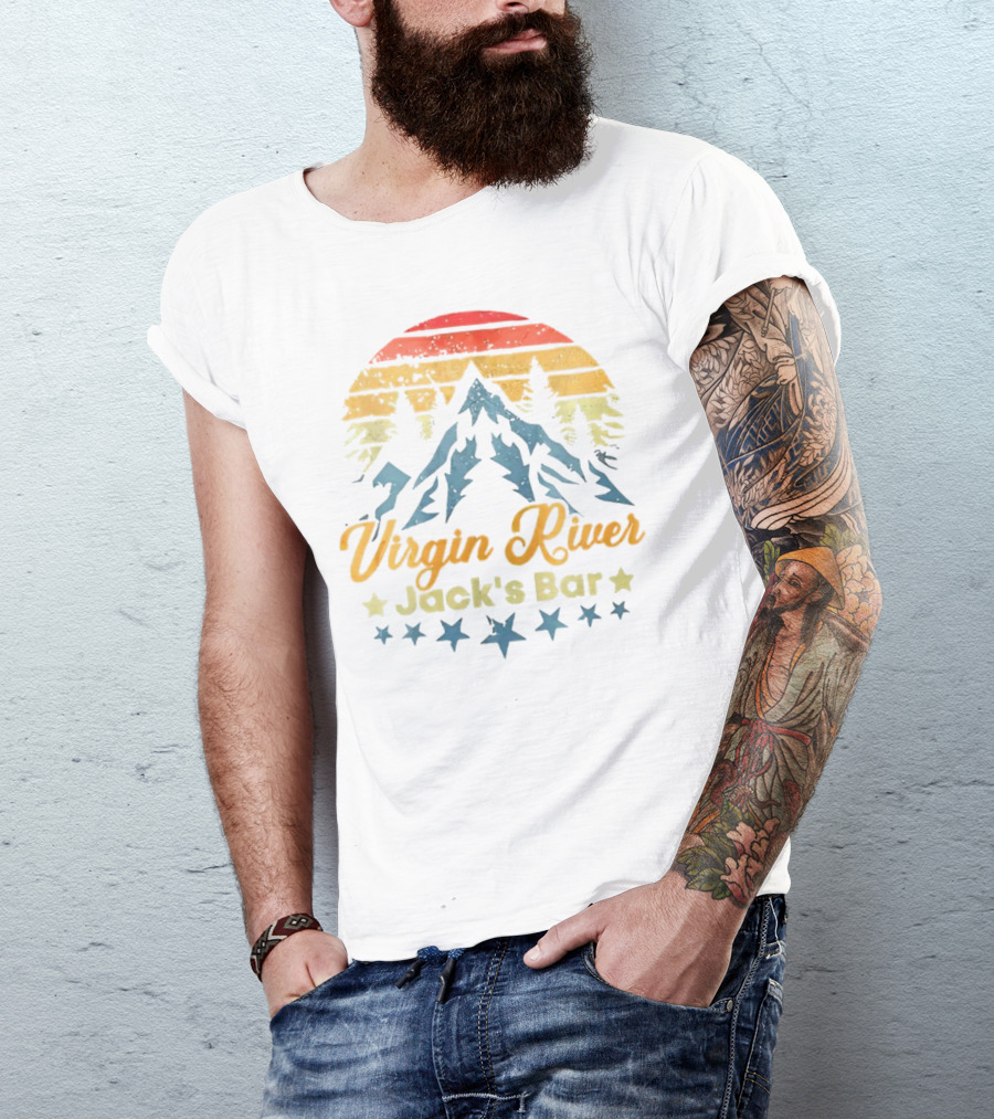 Virgin River Jack's Bar Retro Mountain Sunset Stars T-Shirt