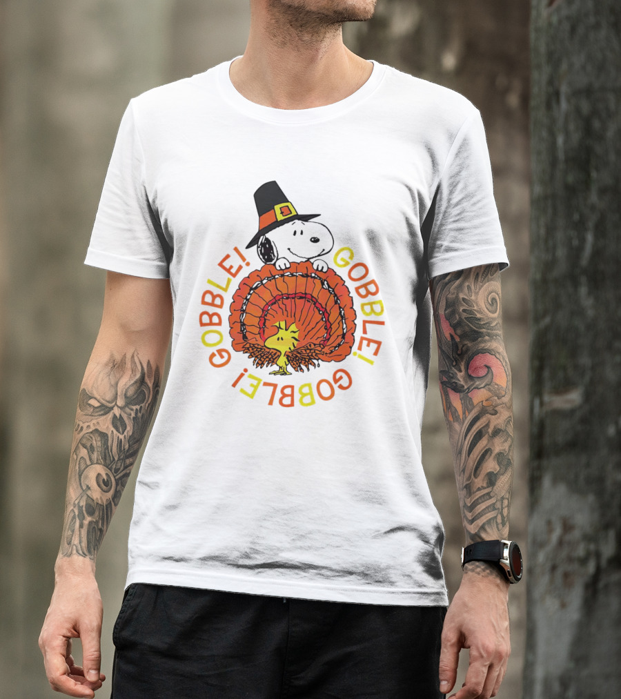 Thanksgiving Gobble Gobble Gobble Snoopy Woodstock T-Shirt