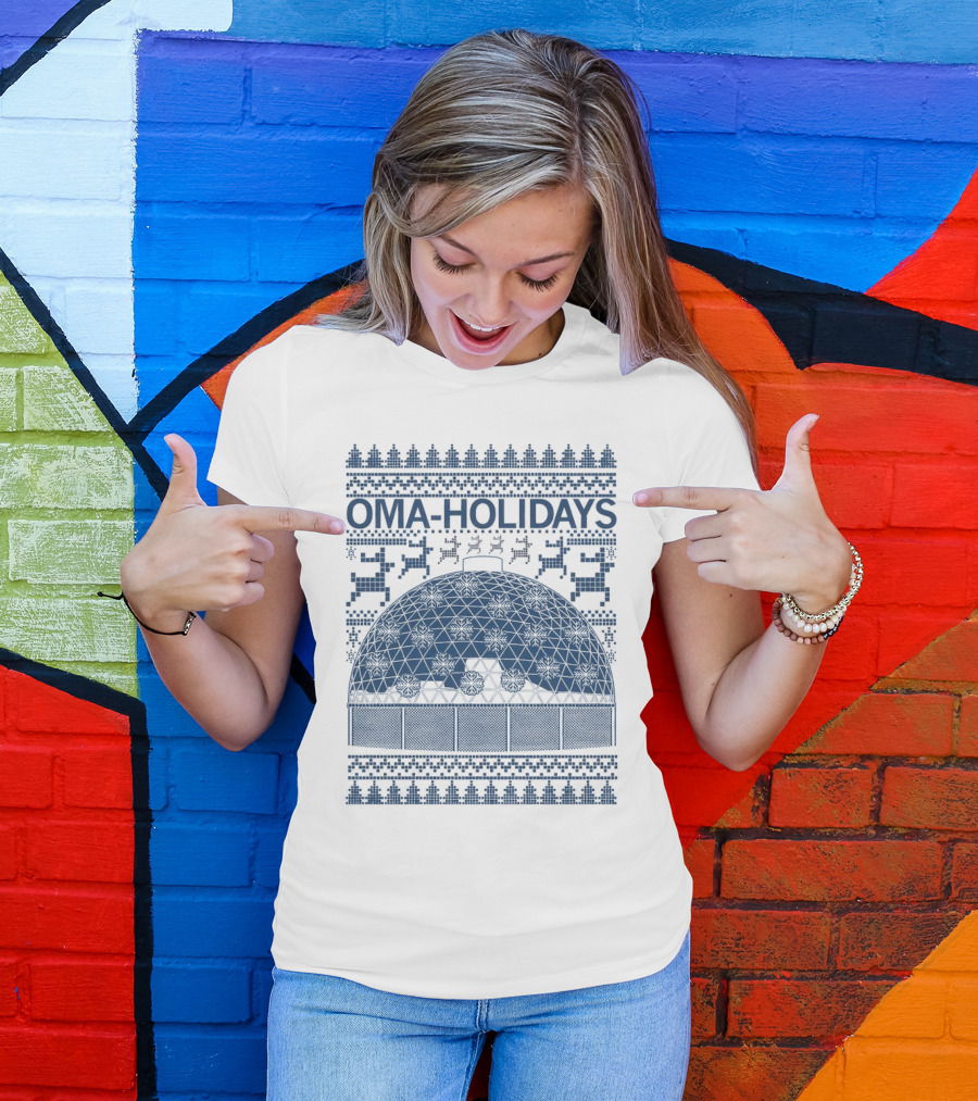 Oma Holidays Christmas Dome Pattern With Reindeer And Trees T-Shirt
