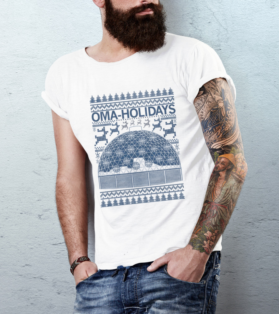 Oma Holidays Christmas Dome Pattern With Reindeer And Trees T-Shirt