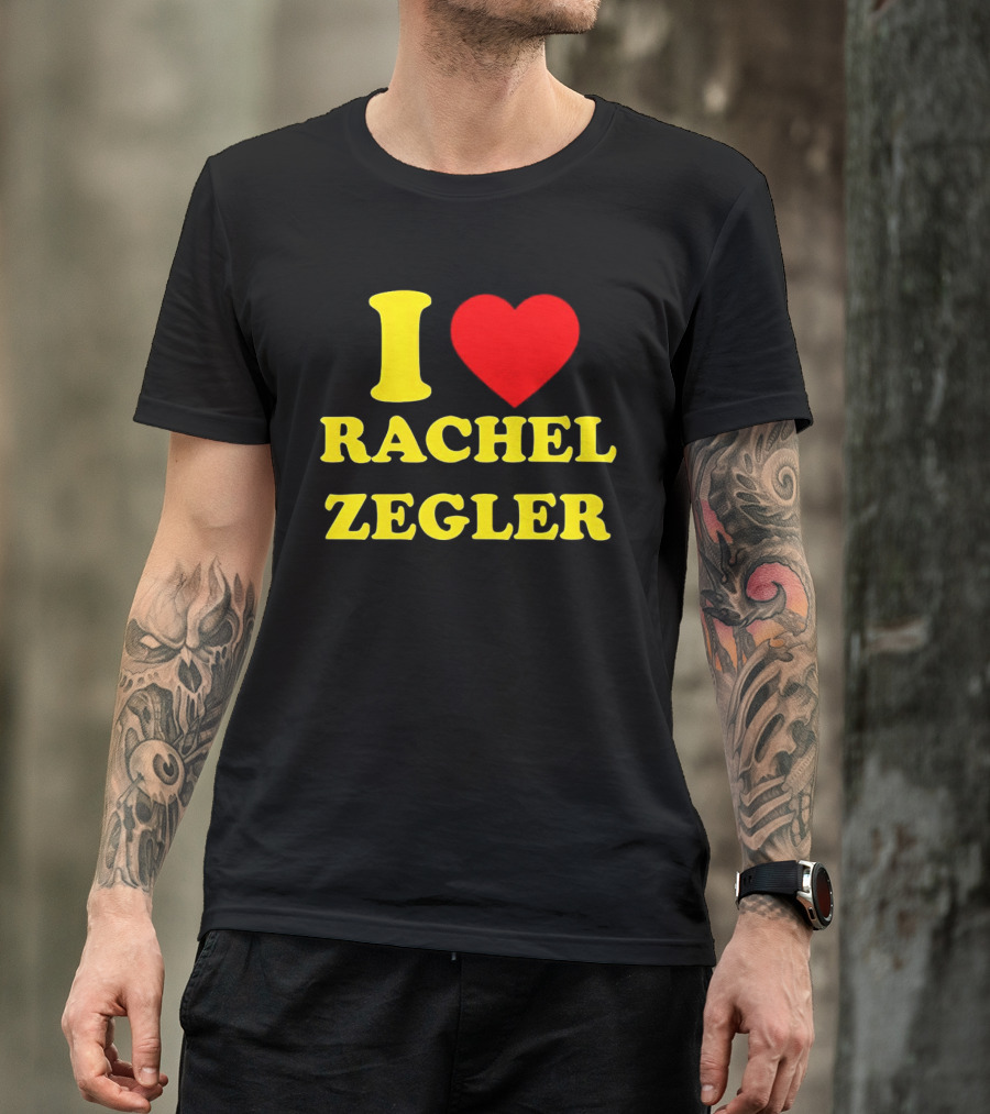I Love Rachel Zegler Bold Yellow Letters With Red Heart T-Shirt