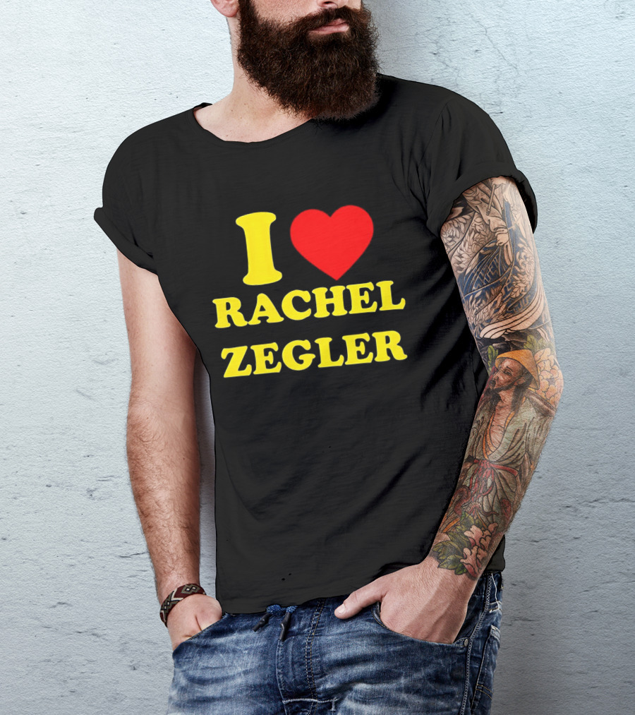 I Love Rachel Zegler Bold Yellow Letters With Red Heart T-Shirt