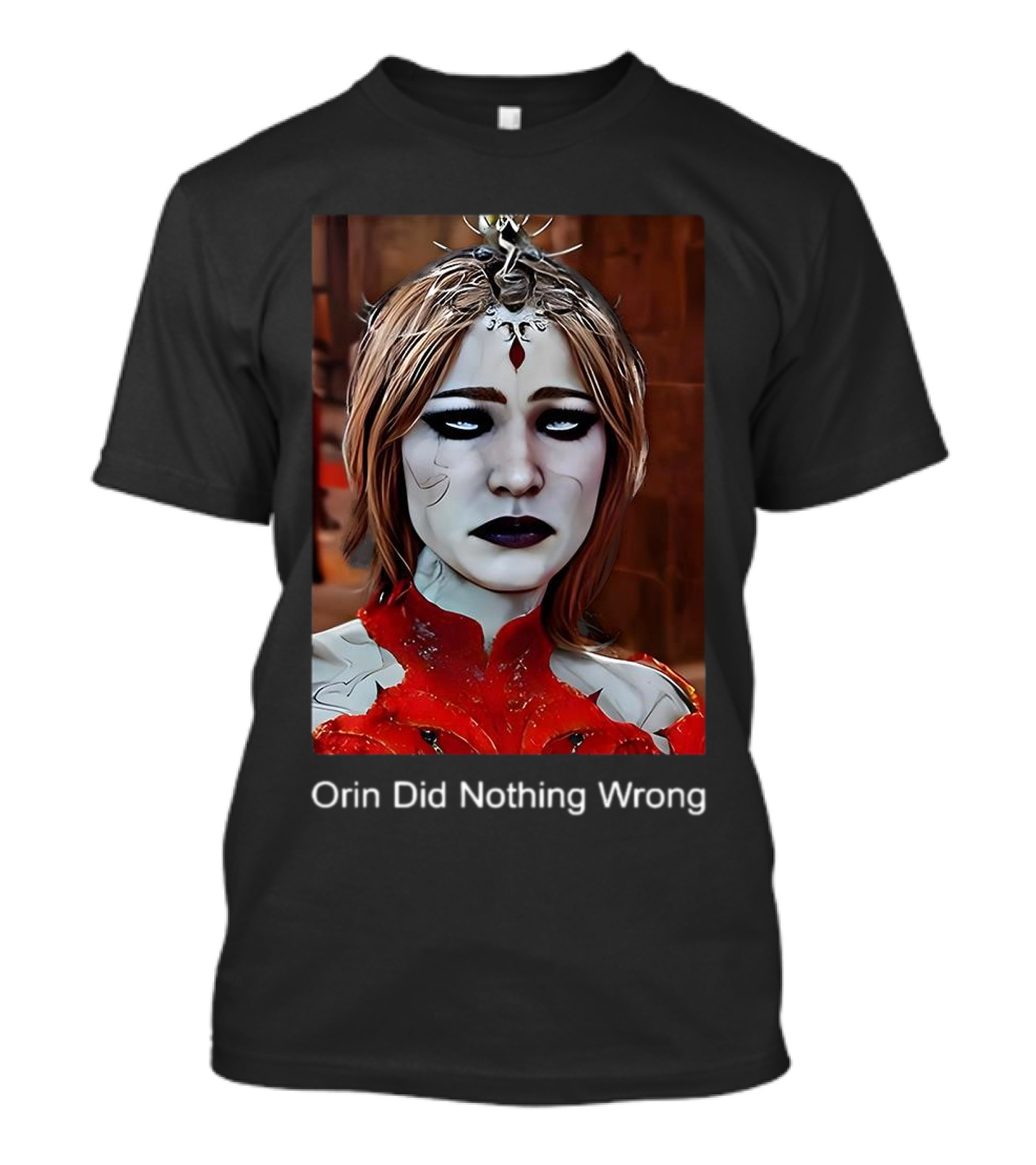 Orin Did Nothing Wrong Mysterious Woman With Dark Makeup And Red T-Shirt