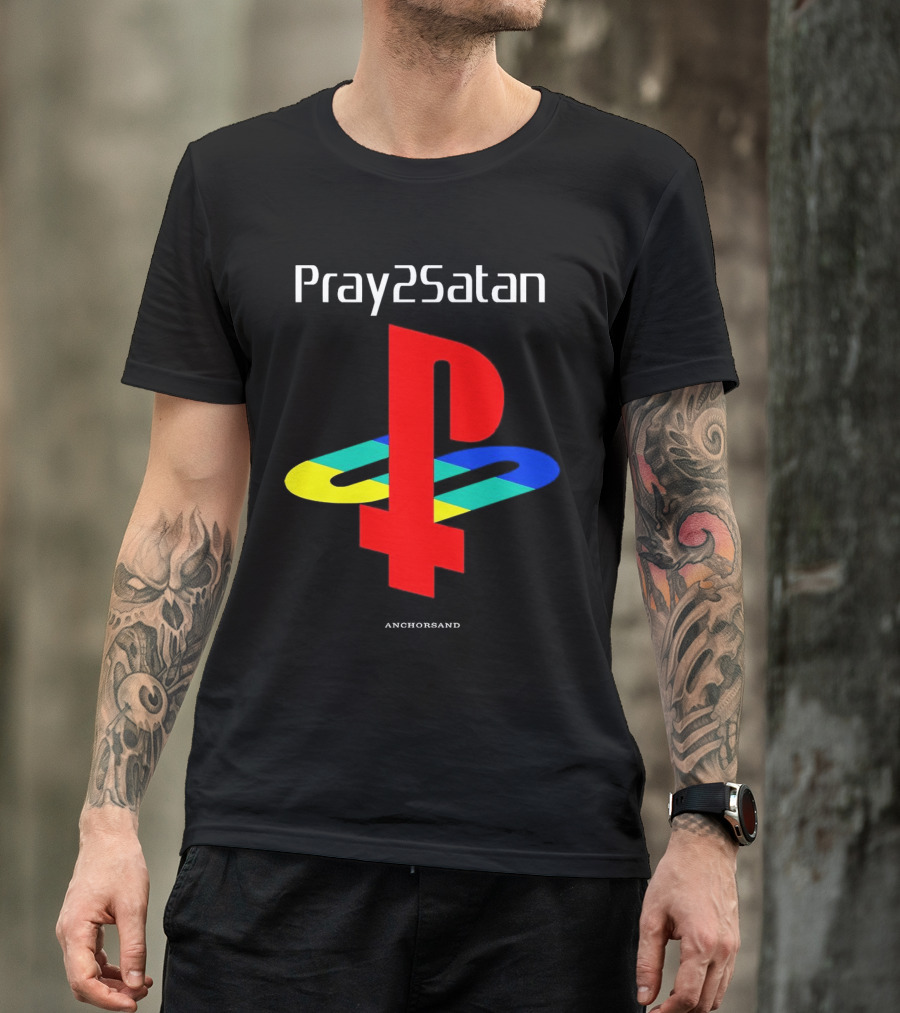 Pray2Satan Anchorsand Playstation T-Shirt