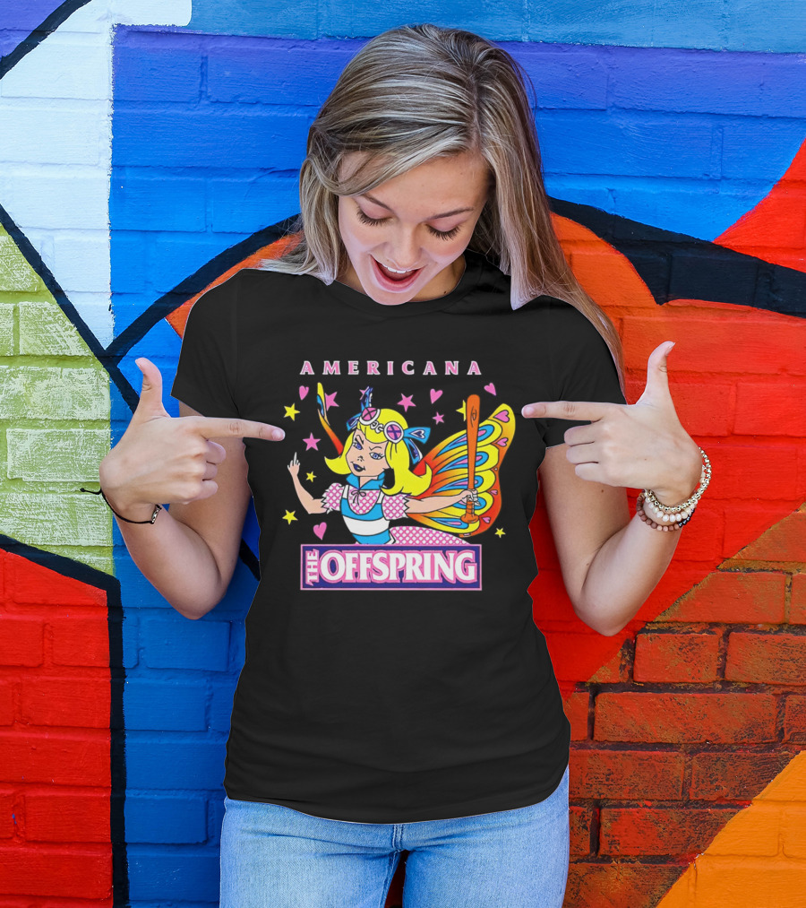 Americana The Offspring 25th Anniversary Butterfly Girl Retro Comic T-Shirt