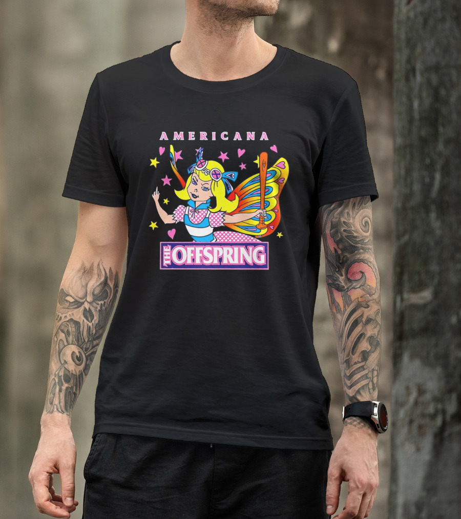 Americana The Offspring 25th Anniversary Butterfly Girl Retro Comic T-Shirt