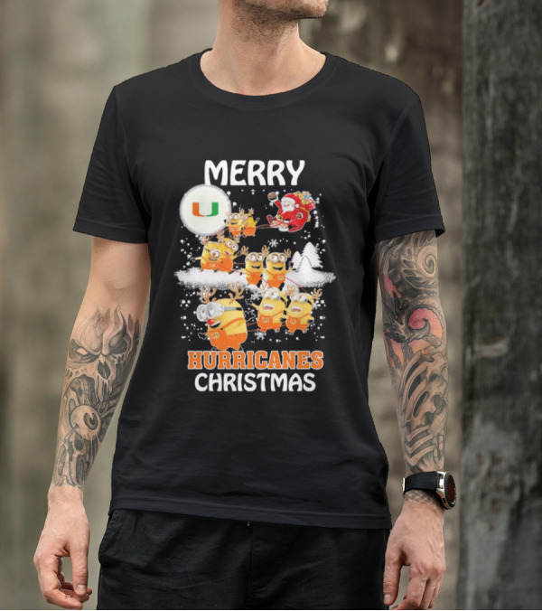 Merry Minions Miami Hurricanes Christmas T-Shirt