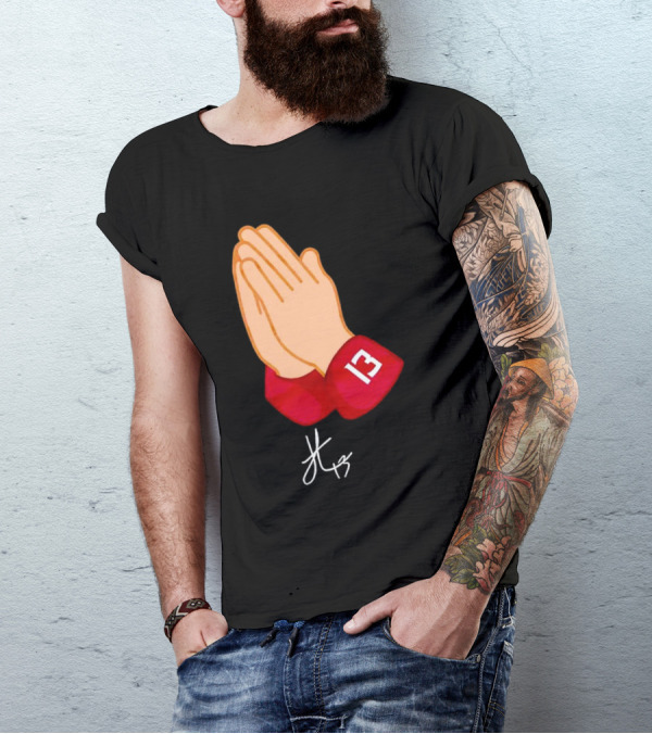 Jordan Travis Signature Praying Hands Number 13 Autograph T-Shirt