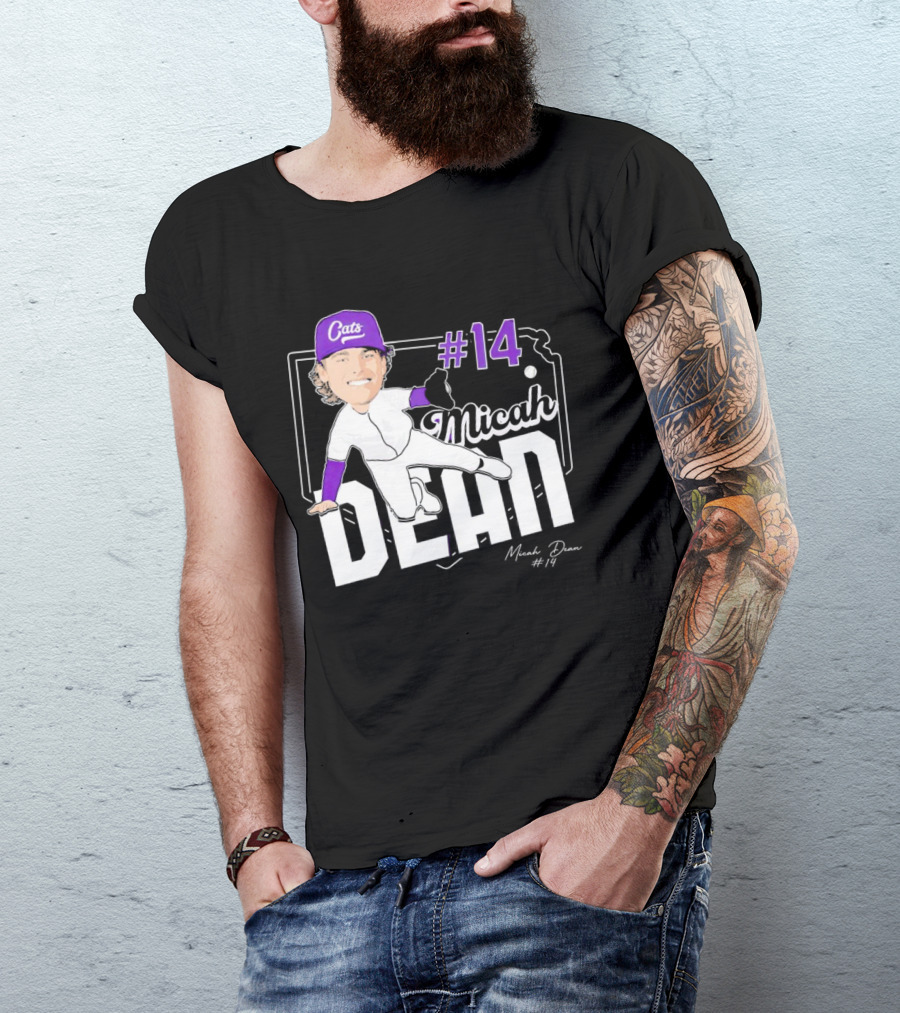 Micah Dean #14 Kansas State Wildcats Cats Infielder Signature T-Shirt