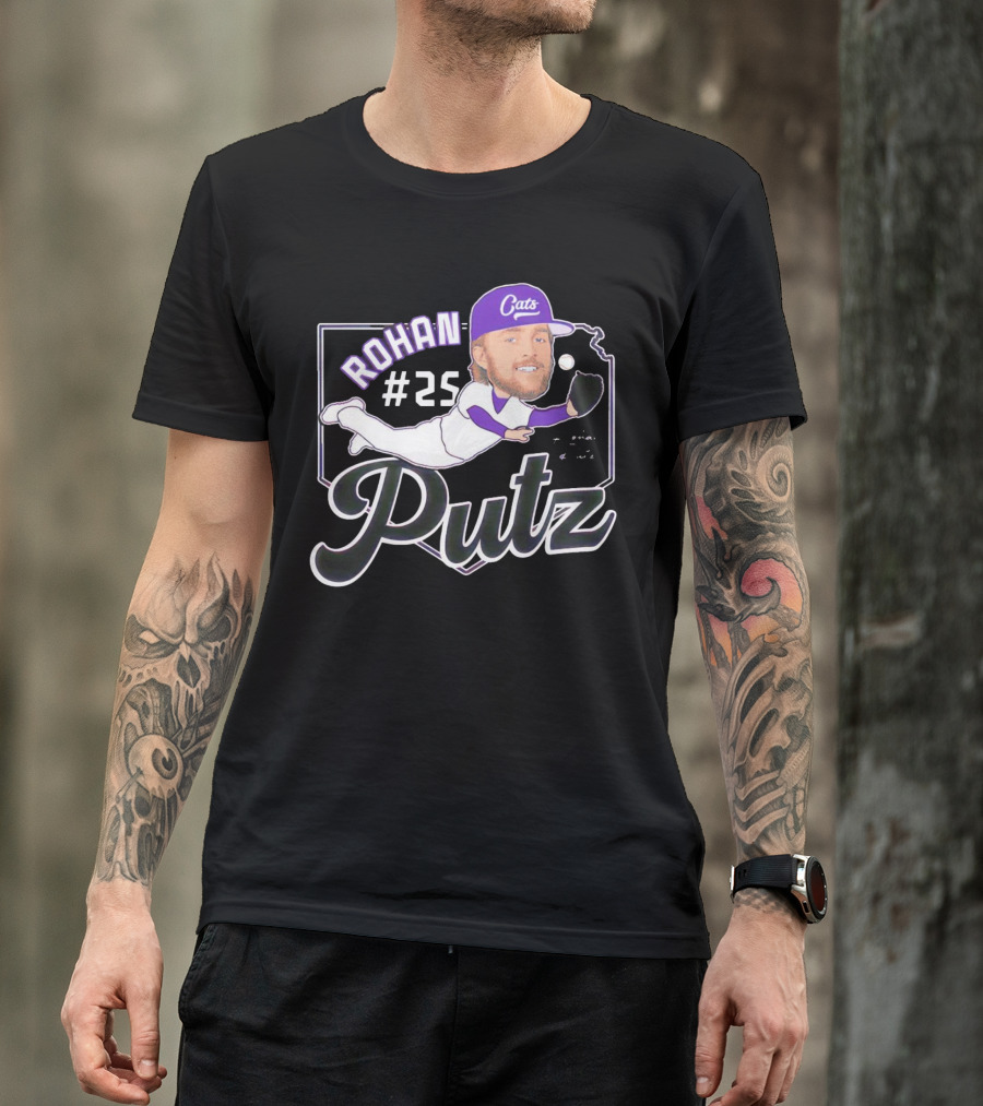 Rohan Putz #25 Kansas State Wildcats Cats Outfielder Signature T-Shirt