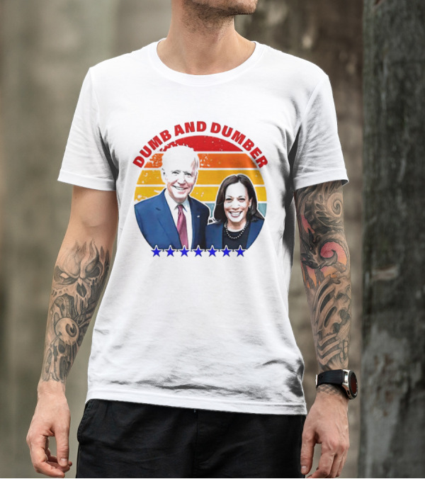 Dumb And Dumber Joe Biden Kamala Harris Retro Stars T-Shirt