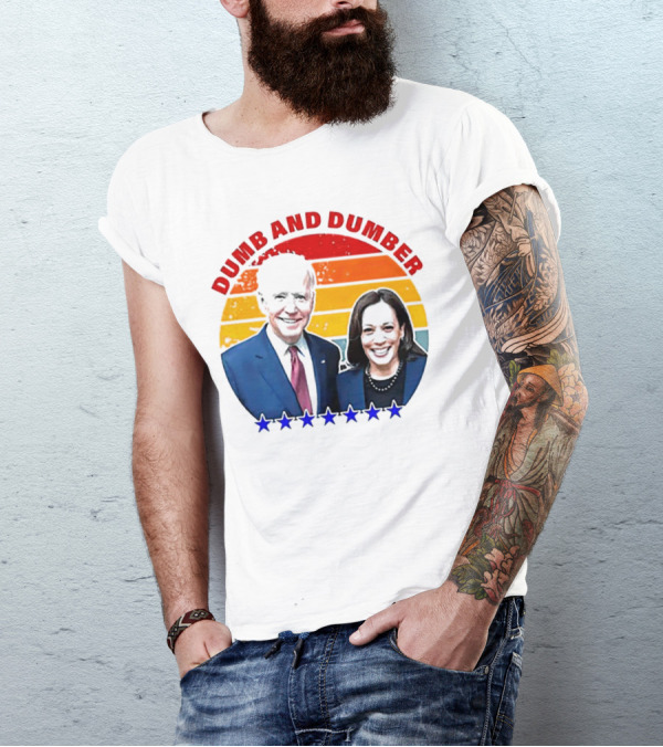 Dumb And Dumber Joe Biden Kamala Harris Retro Stars T-Shirt
