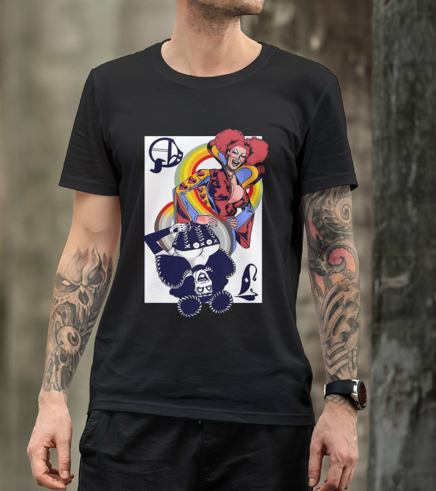 Jimbo Queen Of Hearts Playing Card Rainbow Drag T-Shirt