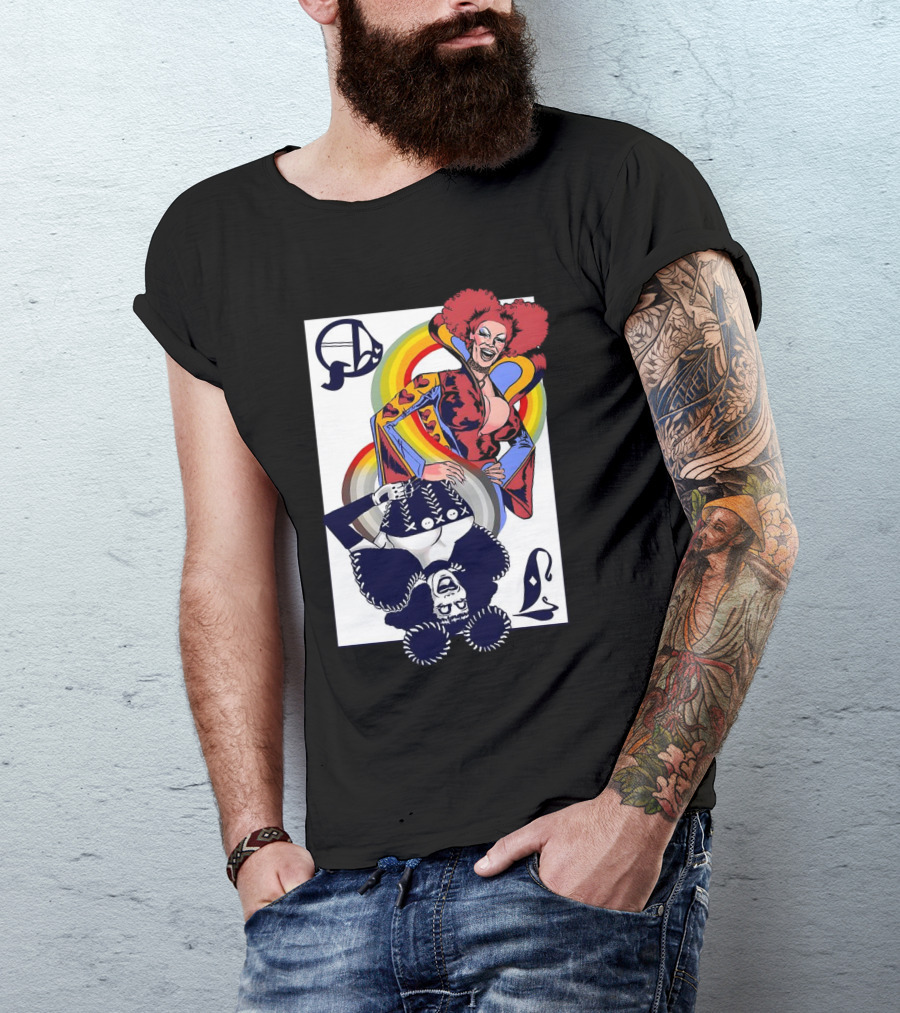 Jimbo Queen Of Hearts Playing Card Rainbow Drag T-Shirt