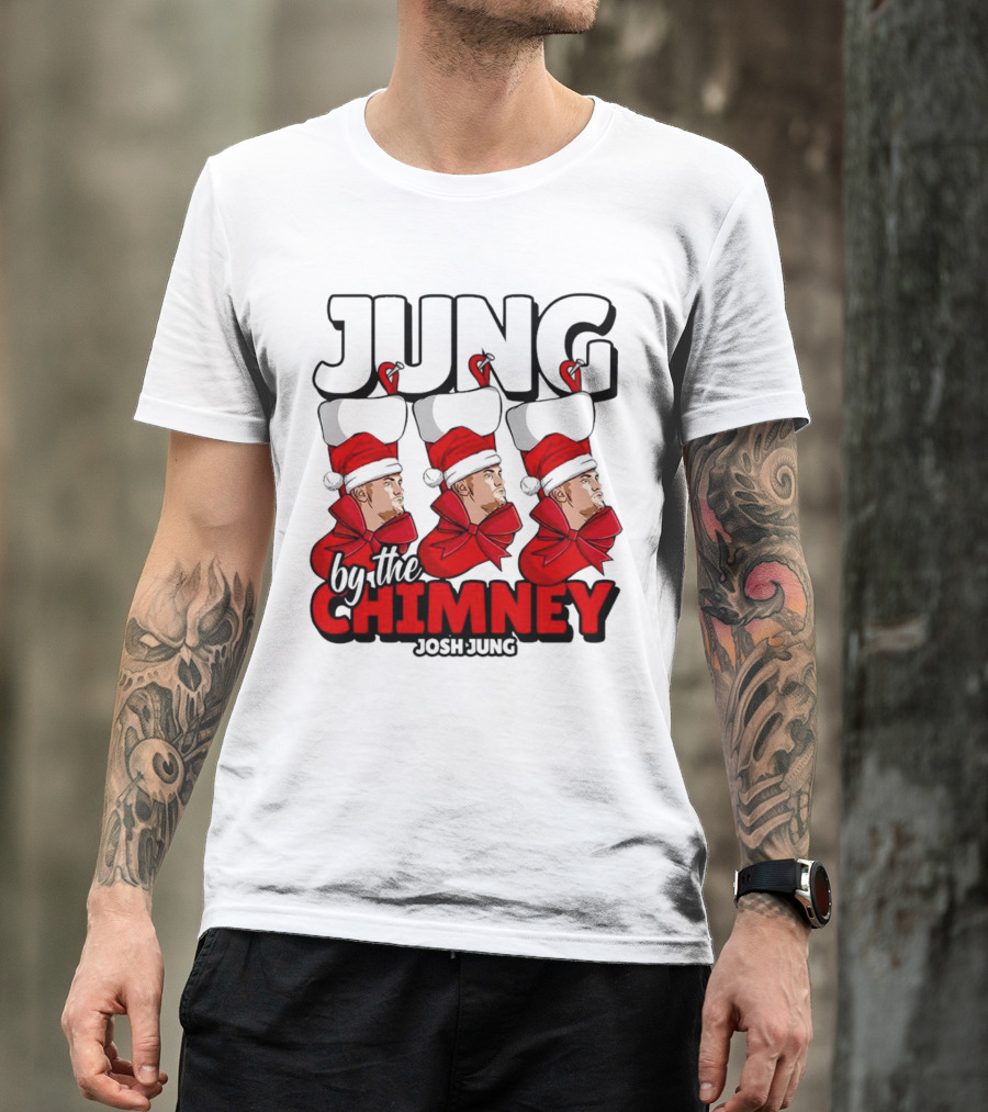 Jung By The Chimney Josh Jung Texas Rangers Santa Hat Bow T-Shirt