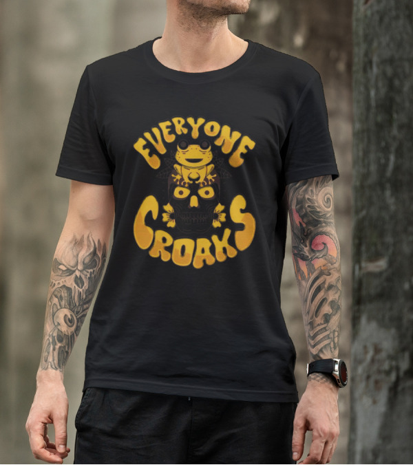 Everyone Croaks Frog On Skull T-Shirt